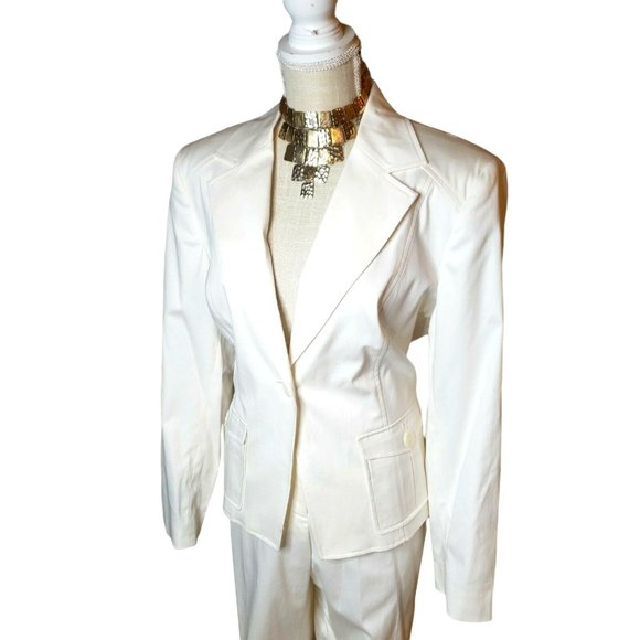 Worthington 2 pc ,VNT White Pants Suit S 14 Cotton, Y2K ,Monochromatic ,Preppy - Picture 1 of 12